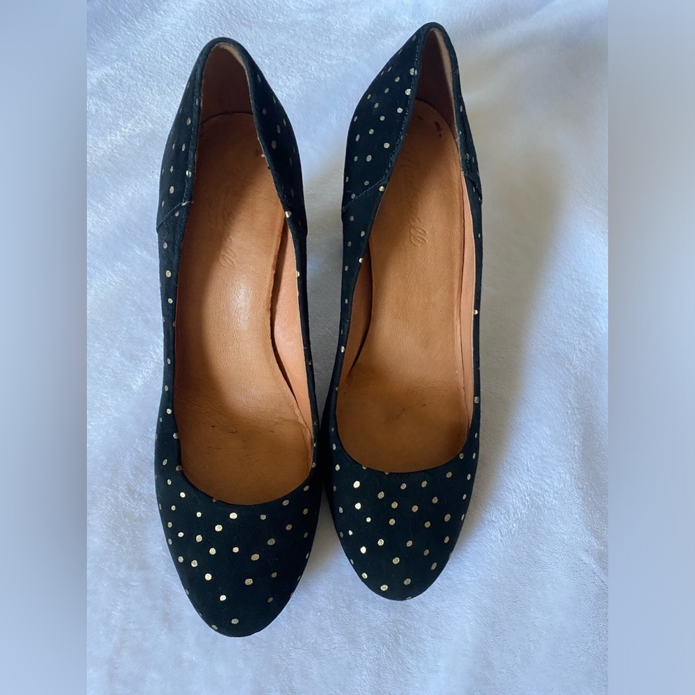 Madewell The Frankie Pump in Foil Dot 9 Black Suede Heels Shoes